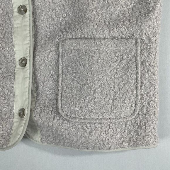 Mod Ref Teddy Sherpa Fleece Button Up Jacket Coat Women’s Large Light Grey - Picture 14 of 16